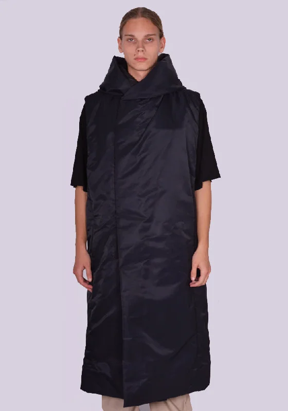 RICK OWENS MEN RR02C7921 BR HOODED LINER COAT BLACK