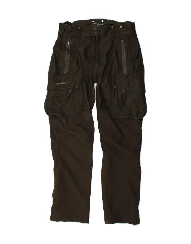 DEERHUNTER Mens Hiking Cargo Trousers IT 52 XL W38 L33 Brown Polyester