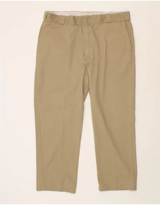 DICKIES Mens Straight Chino Trousers W42 L28 Beige