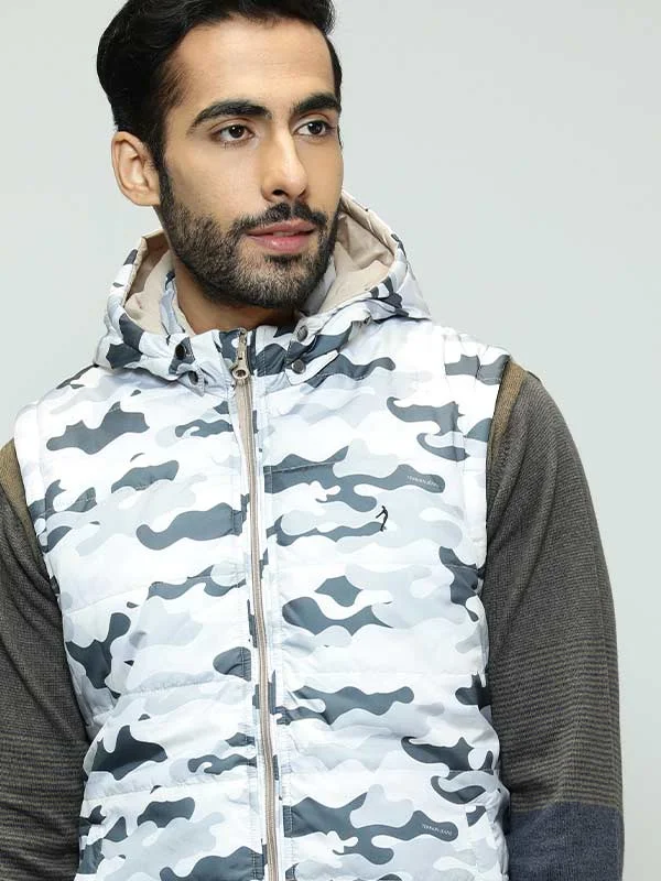 Men Printed Sleeveless Gilet Jacket