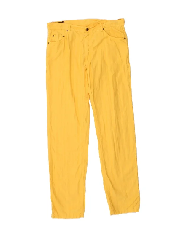 MARLBORO CLASSICS Mens Straight Casual Trousers W38 L36 Yellow Cotton