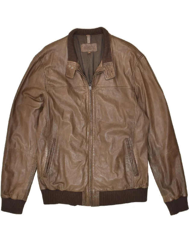 CONBIPEL Mens Leather Jacket IT 56 3XL Brown Leather