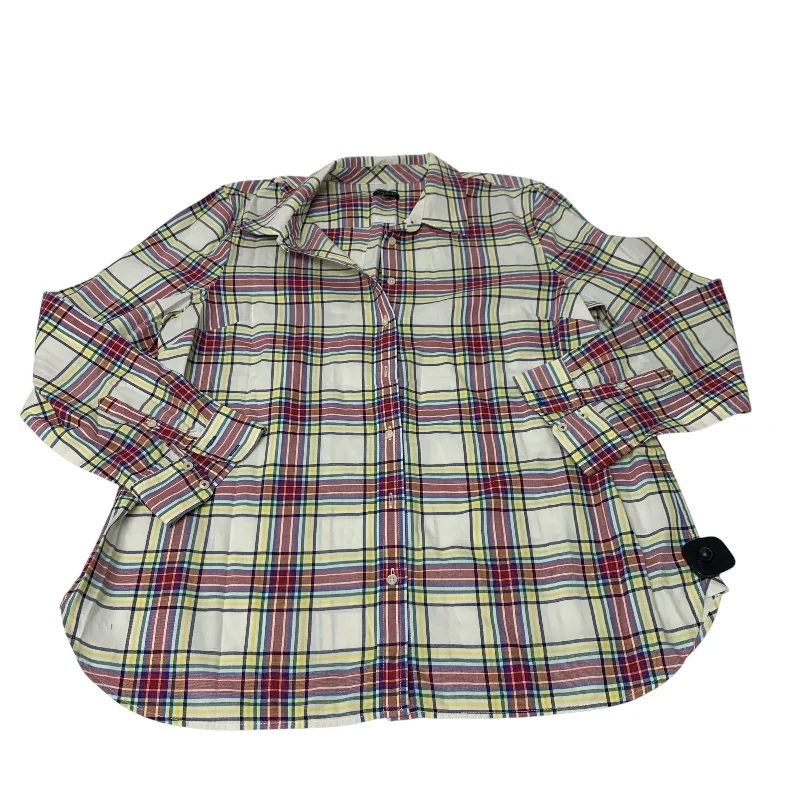 Top Long Sleeve By Talbots In Plaid Pattern, Size: Xl