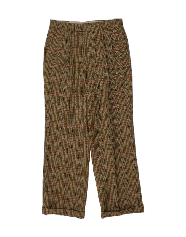 LAKELAND Mens Pegged Casual Trousers W30 L30 Khaki Houndstooth