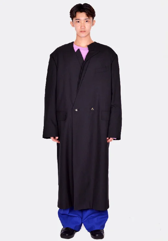 MARINA YEE 0021-999 OVERSIZED COLLORLESS COAT BLACK