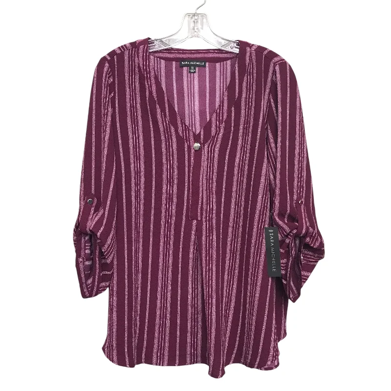 Top 3/4 Sleeve By Sara Michelle In Purple, Size:1X