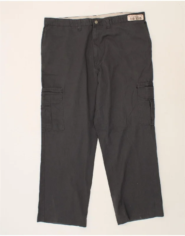 DICKIES Mens Straight Cargo Trousers W42 L32 Black Polyester