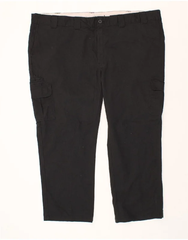 DICKIES Mens Regular Straight Cargo Trousers W52 L30 Navy Blue Polyester