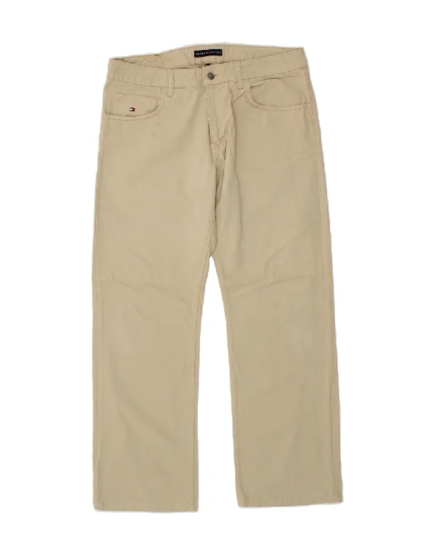 TOMMY HILFIGER Mens Straight Casual Trousers W34 L30 Beige Cotton