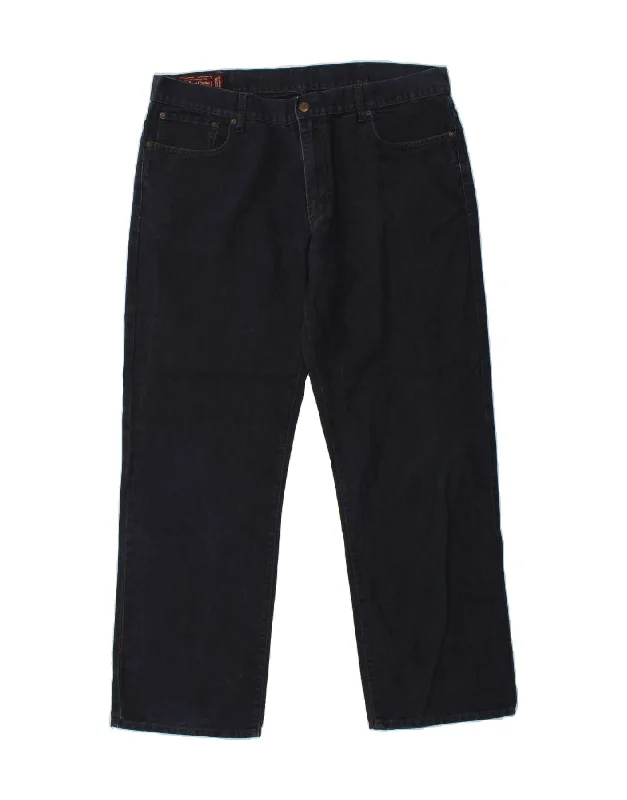 MARLBORO CLASSICS Mens Straight Casual Trousers W40 L32 Navy Blue Cotton