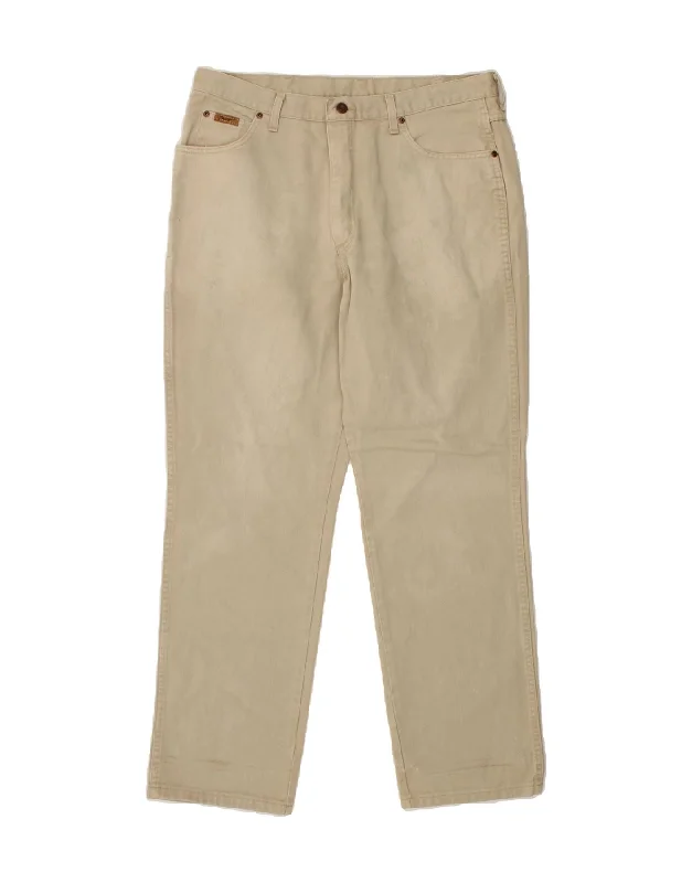 WRANGLER Mens Straight Casual Trousers W38 L32 Beige Cotton