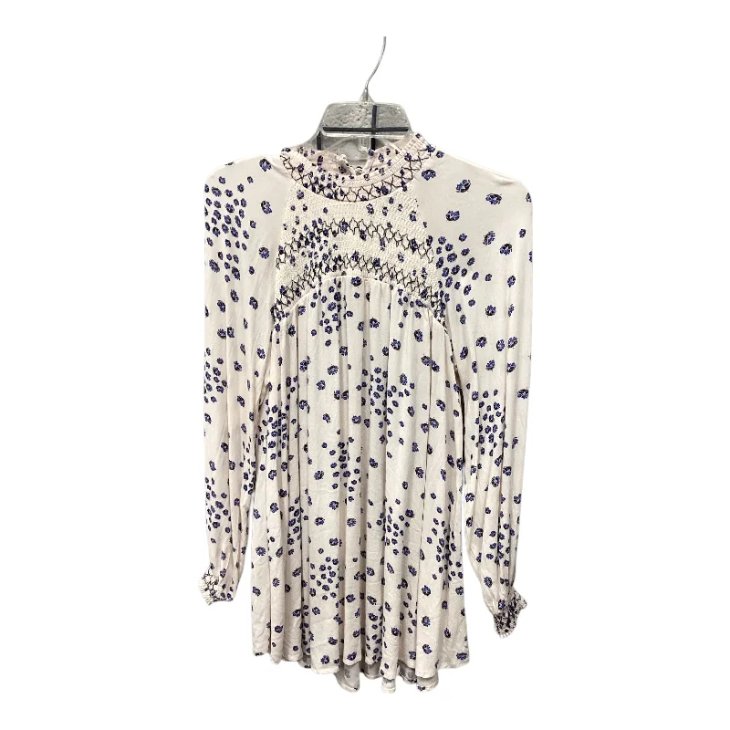 Tunic Long Sleeve By Free People In Pink Blue, Size: S