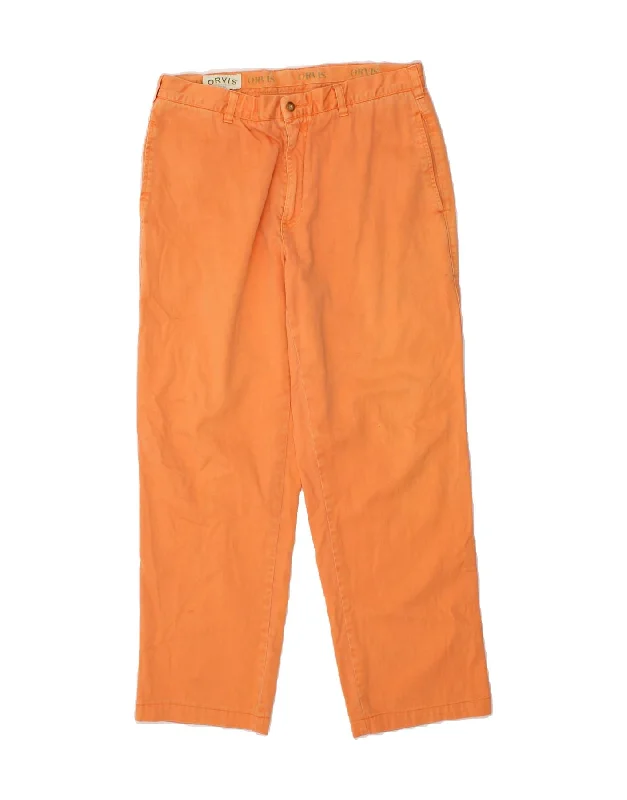 ORVIS Mens Straight Chino Trousers W34 L28  Orange Cotton