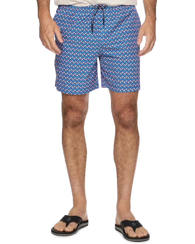 LABELLE GEO PRINT SWIM SHORT - 6.5” INSEAM