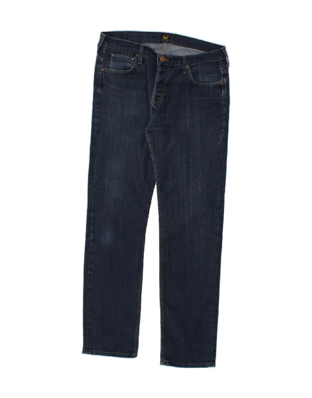 LEE Mens Powell Straight Jeans W33 L31 Navy Blue Cotton