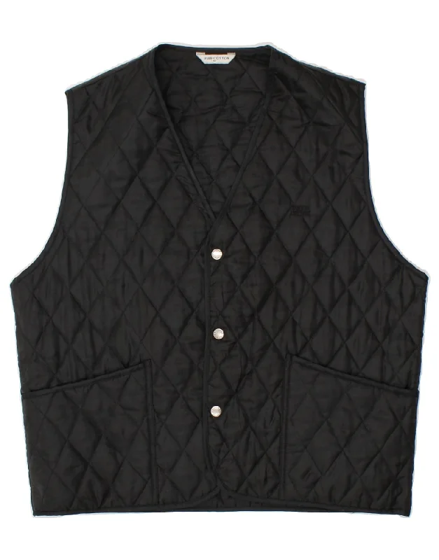 VINTAGE Mens Quilted Gilet UK 38 Medium Black