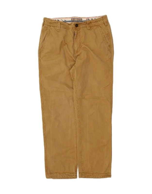 FAT FACE Mens Straight Chino Trousers W32 L29 Beige Cotton