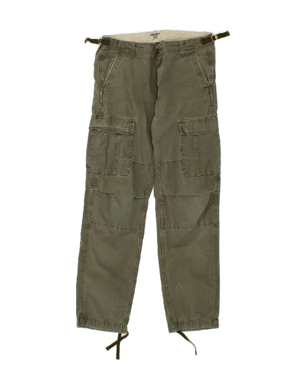 CARHARTT Mens Straight Cargo Trousers W31 L32 Green Cotton