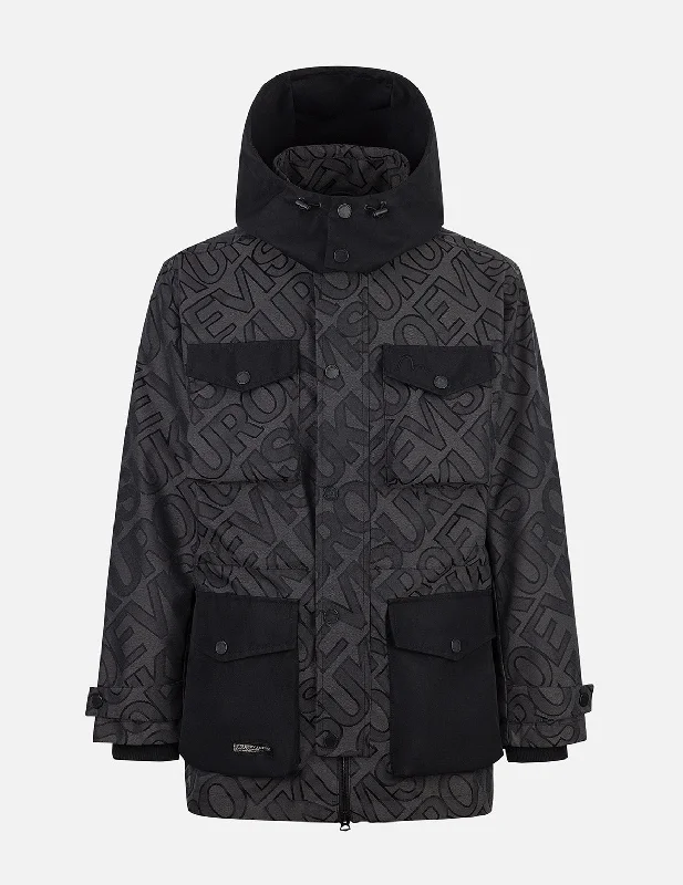 Allover Logo Jacquard and Multi Pocket Relax Fit Jacket