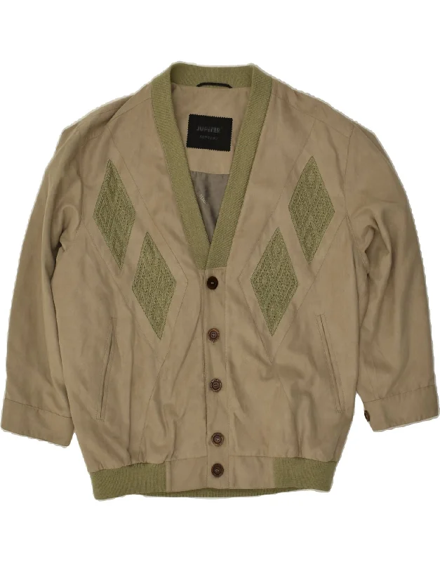 JUPITER Mens Bomber Jacket IT 52 XL Beige Argyle/Diamond Polyester