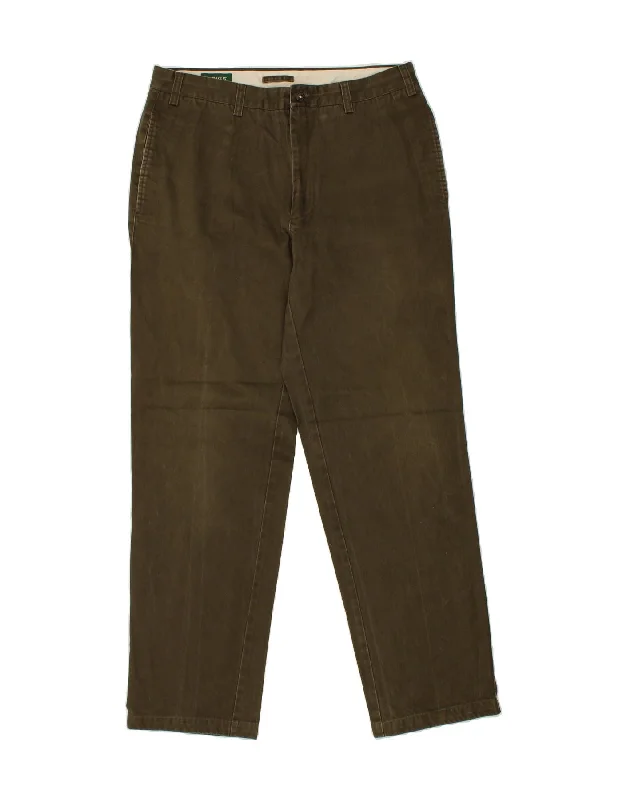 ORVIS Mens Slim Fit Chino Trousers W36 L32 Khaki Cotton