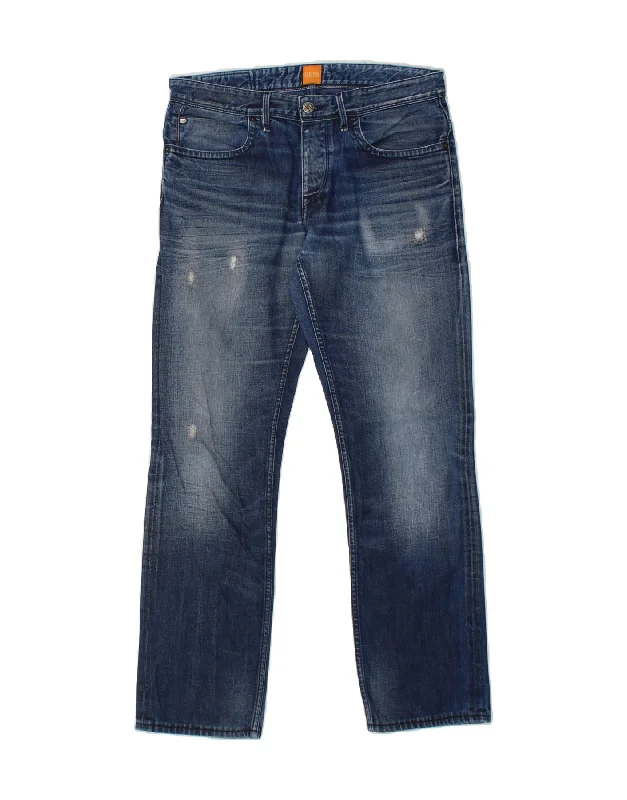 HUGO BOSS Mens Straight Jeans W34 L30 Blue