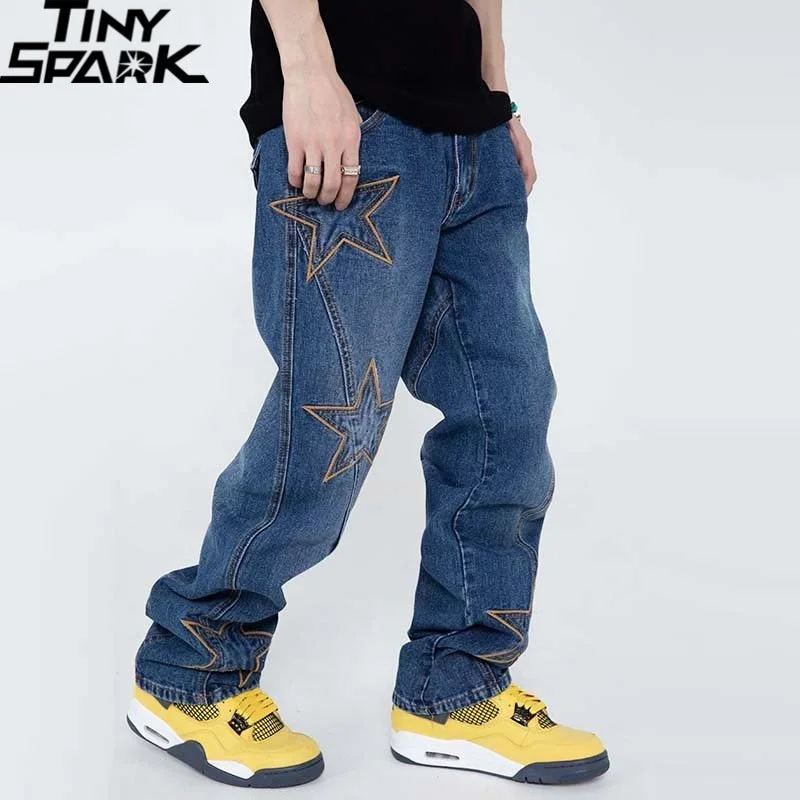 Men's Denim Pants with Embroidery Stars