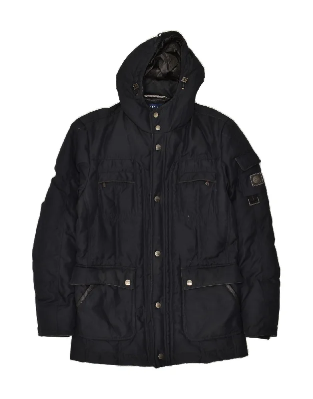 TRUSSARDI JEANS Mens Hooded Padded Coat IT 46 Small Navy Blue