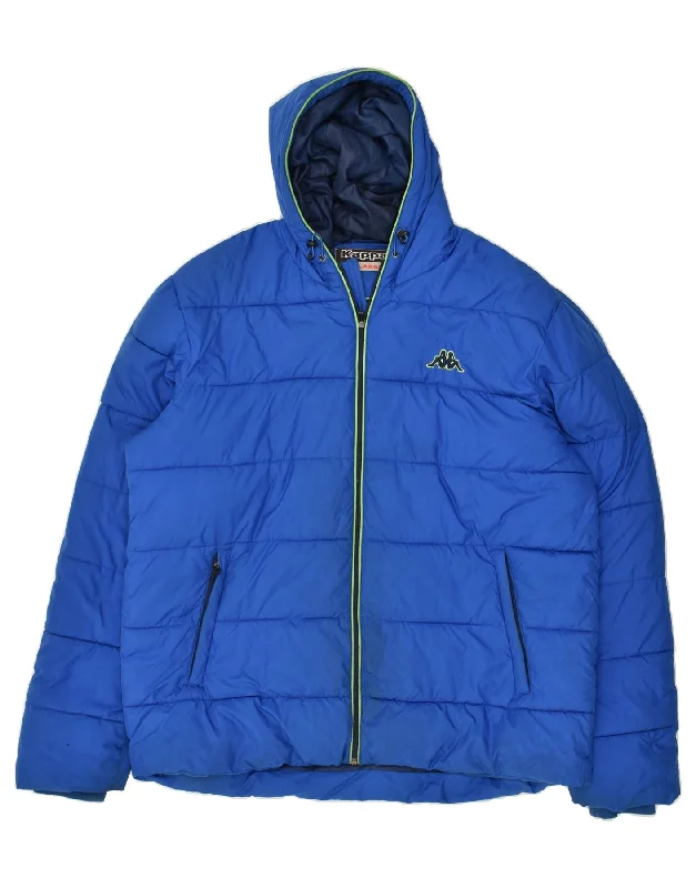 KAPPA Mens Hooded Padded Jacket UK 44 2XL Blue Polyester