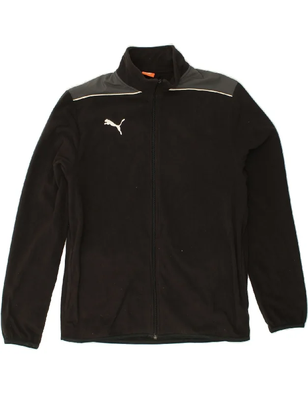 PUMA Mens Fleece Jacket UK 40 Large Black Colourblock Polyester