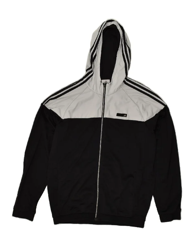 ADIDAS Mens Hooded Rain Jacket UK 42/44 Large Black Colourblock Polyester