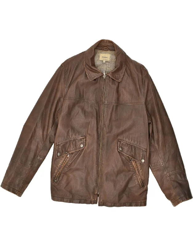 CONBIPEL Mens Leather Jacket IT 48 Medium Brown Leather