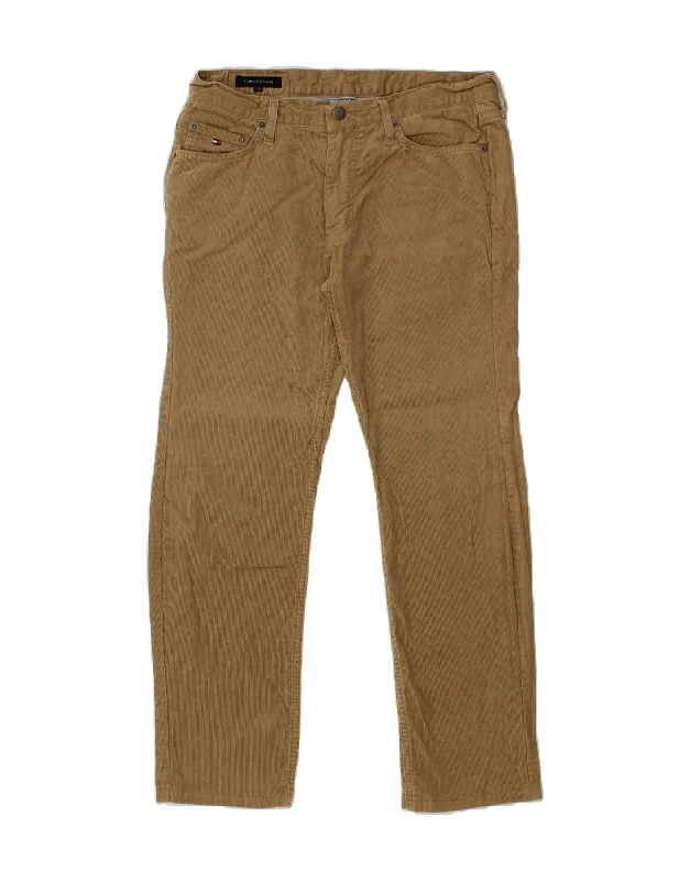 TOMMY HILFIGER Mens Straight Corduroy Trousers W32 L30 Brown Cotton