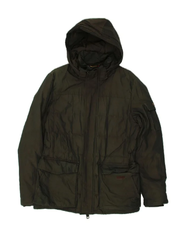 WOOLRICH Mens Hooded Padded Jacket UK 34 XS Khaki Polyester