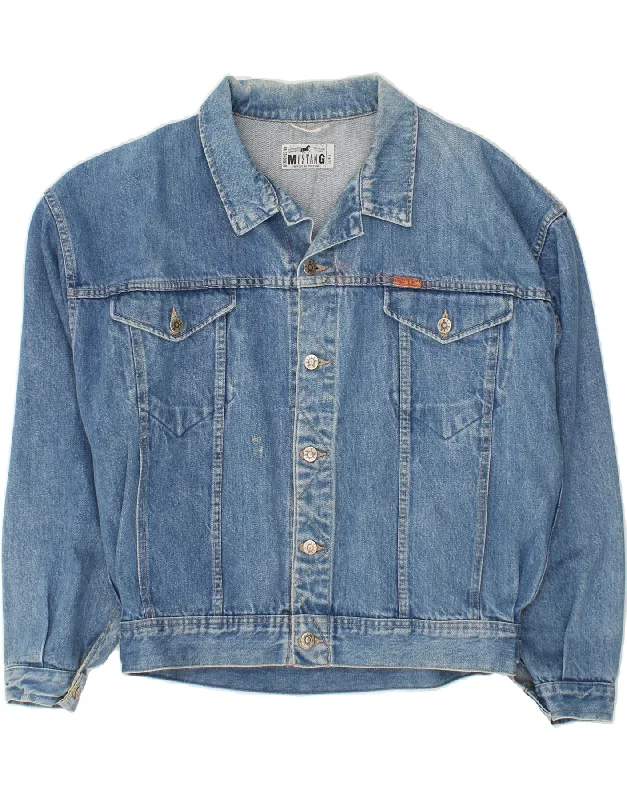 MUSTANG Mens Denim Jacket UK 40 Large Blue Cotton