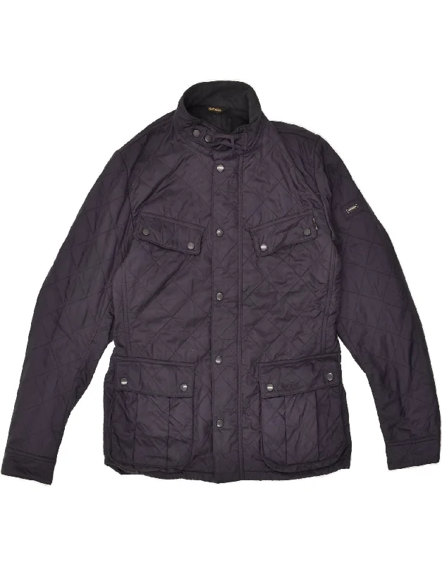 BARBOUR Mens Quilted Jacket UK 38 Medium Navy Blue Polyamide