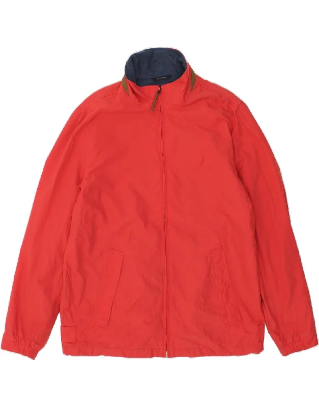 NAUTICA Mens Bomber Jacket UK 38 Medium Red Polyester