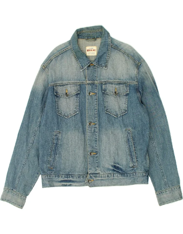 VINTAGE Mens Denim Jacket UK 42 XL Blue Cotton