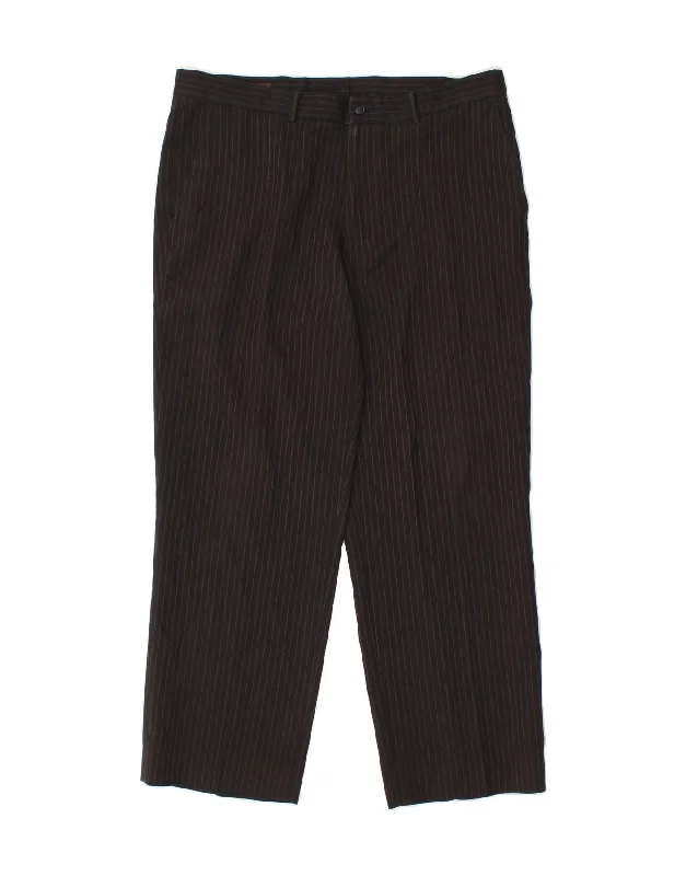 PERRY ELLIS Mens Straight Suit Trousers W36 L30 Grey Pinstripe Polyester