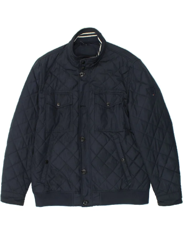 TOMMY HILFIGER Mens Quilted Jacket UK 44 2XL Navy Blue Polyester