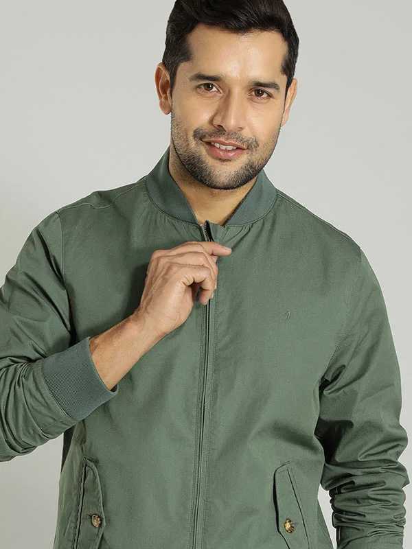 Men Solid Full Sleeve Bomber Jacket