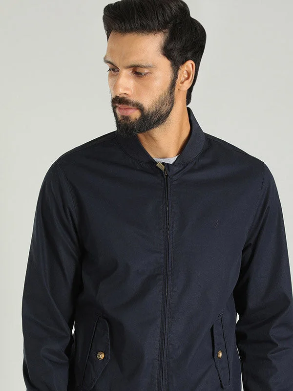 Men Solid Full Sleeve Bomber Jacket