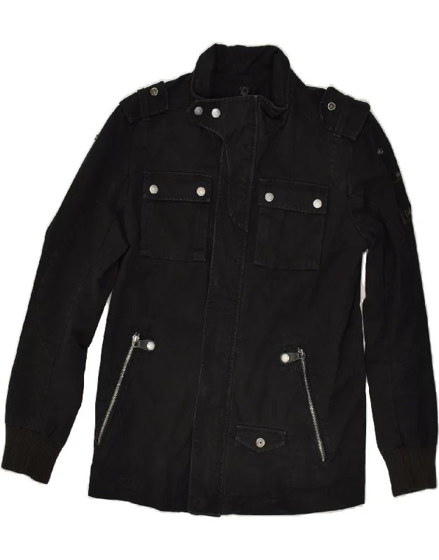 DIESEL Mens Utility Jacket UK 36 Small Black Cotton