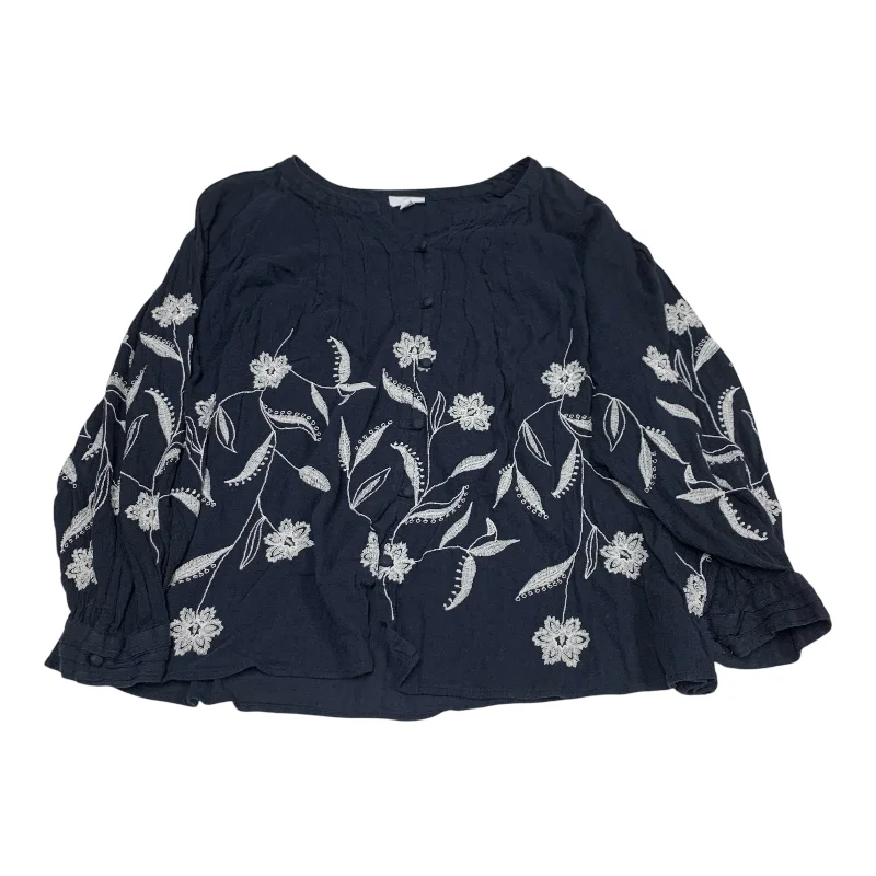 Top Long Sleeve By J. Jill In Navy, Size: 3x