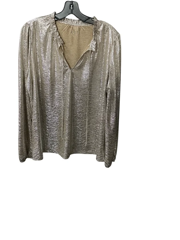 Top Long Sleeve By Loft In Gold, Size: L