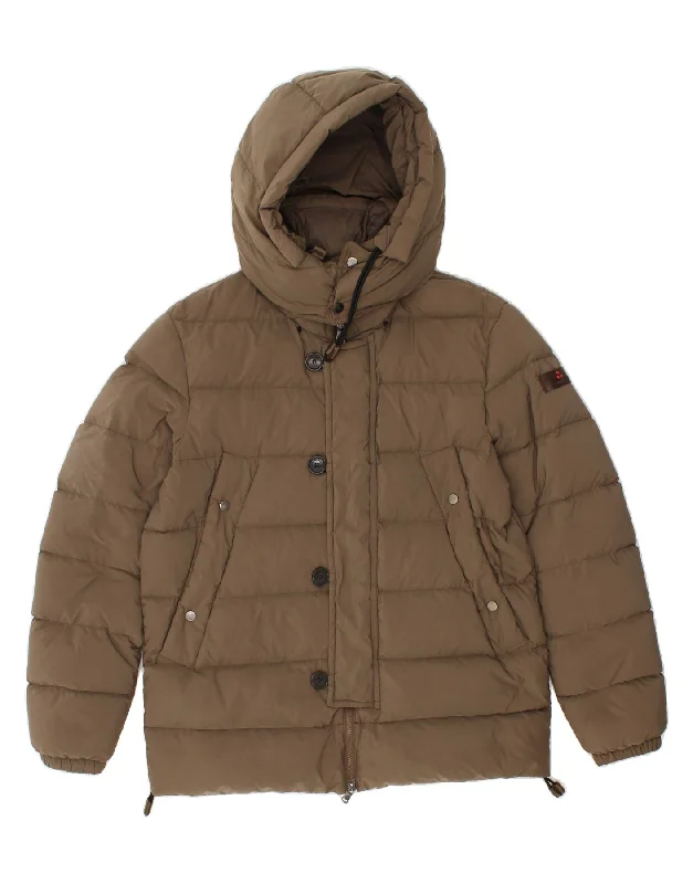 PEUTEREY Mens Hooded Padded Jacket UK 40 Large Brown Polyamide