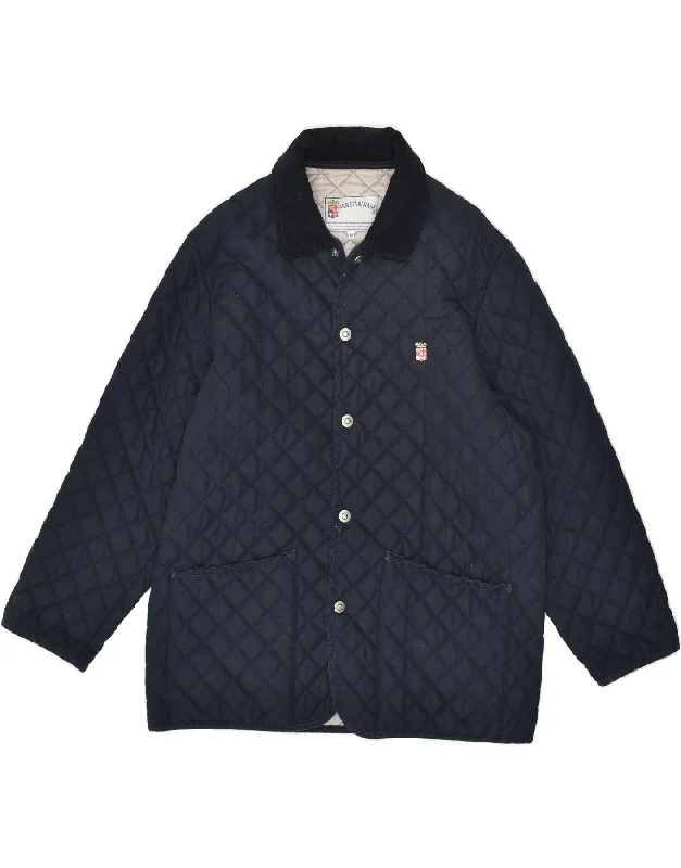 ARMATA DI MARE Mens Quilted Jacket IT 50 Large Navy Blue Polyester