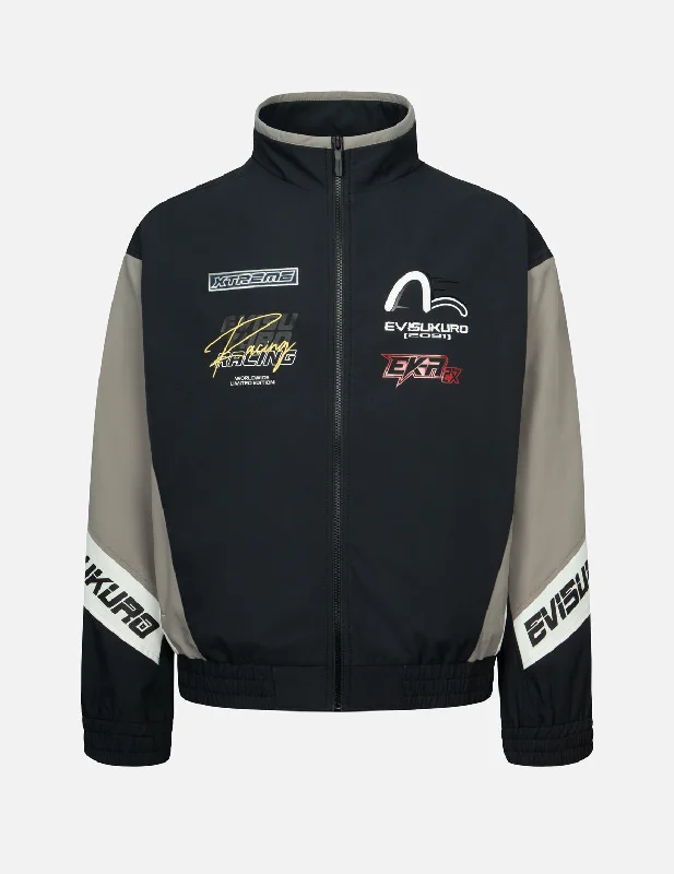 Multi-Logo Print Fashion Fit Racing Jacket