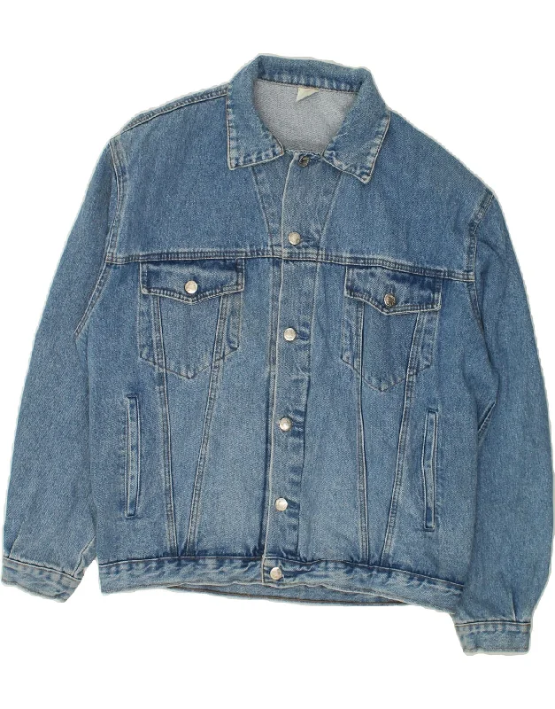 VINTAGE Mens Denim Jacket UK 40 Large Blue Cotton