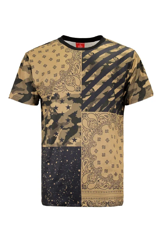 Bandana Paisley Pattern Block Graphic T-Shirt